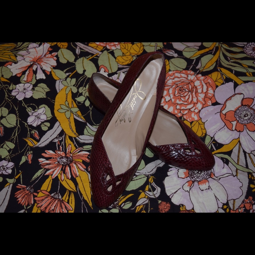 Maroon Snakeskin pumps